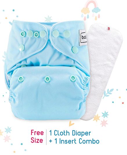 Babyhug Free Size Reusable Cloth Diaper With Insert - Blue