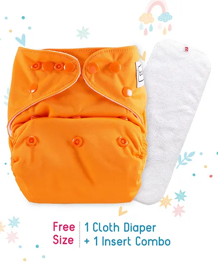 Babyhug Free Size Reusable Cloth Diaper With Insert - Orange