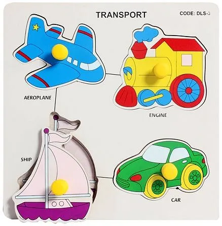 Little Genius Transport Double Layer Small Knob & Peg Multicolor Puzzle - 4 Pieces