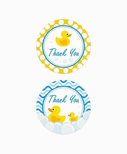 Prettyurparty Rubber Ducky Baby Shower Thank You Cards
