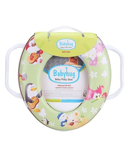 Babyhug Soft Cushioned Baby Potty Seat With Handle Animal Print - Green