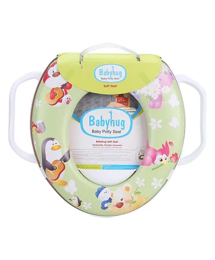 Babyhug Soft Cushioned Baby Potty Seat With Handle Animal Print - Green