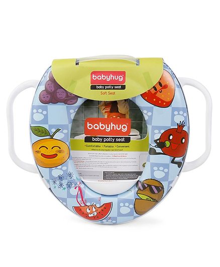 Babyhug Soft Cushioned Baby Potty Seat With Handle Fruit Print - Blue