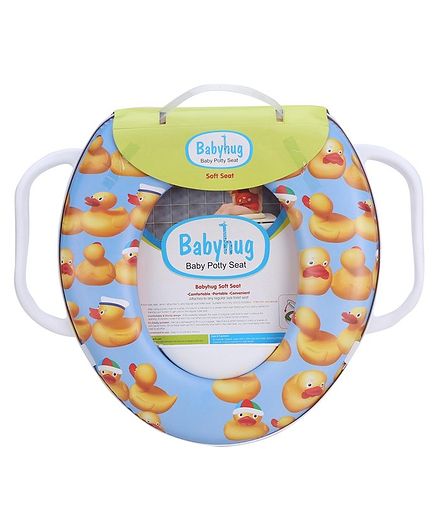 Babyhug Soft Cushioned Baby Potty Seat With Handle Duck Print - Blue