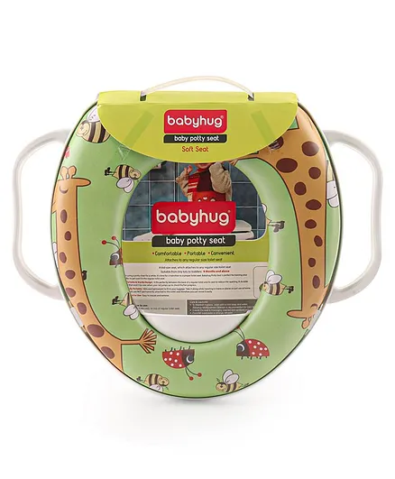 Babyhug Potty Seat With Handle Animal Print - Green