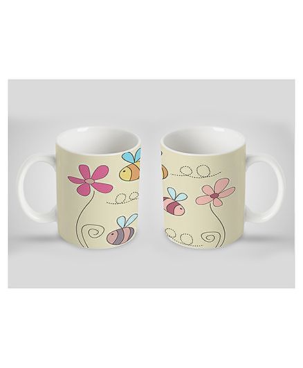 Stybuzz Kids Ceramic Mug Floral Print White 300 ml - Single Piece