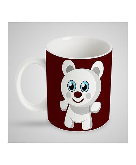 Stybuzz Kids Ceramic Mug Penguin Print White & Brown - 300 ml