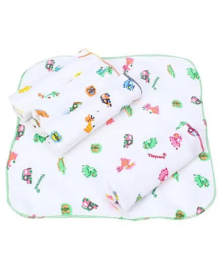 Tinycare Printed Face Napkins Set Of 5 (Color May Vary)
