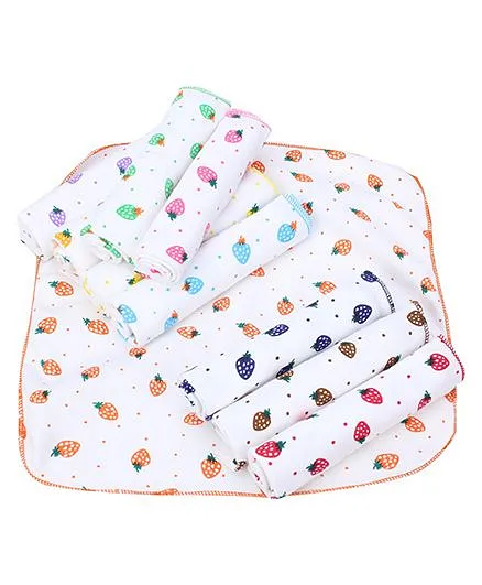 Tinycare Printed Face Napkins Set Of 10 - White