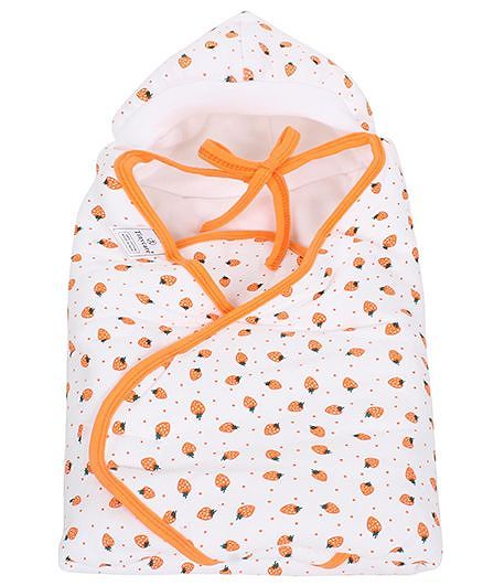 Tinycare Hooded Wrappper Strawberry Print - Orange