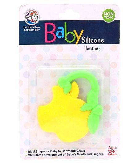 Ratnas Apple Shape Silicone Teether - Yellow