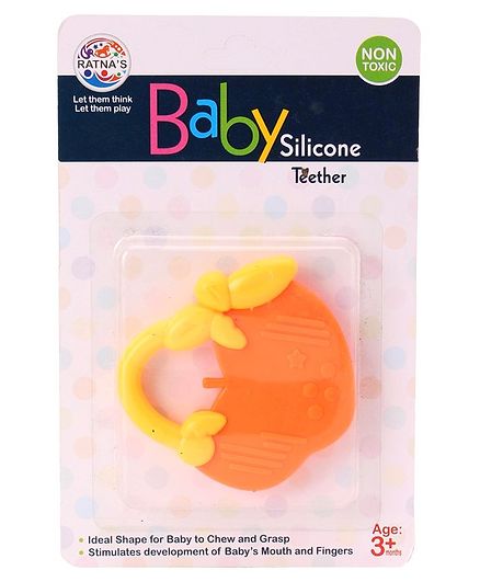 Ratnas Mango Shape Silicone Teether - Orange