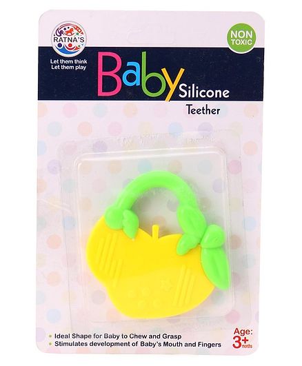 Ratnas Mango Shape Silicone Teether - Yellow