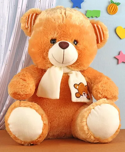 Dimpy Stuff Teddy Bear Soft Toy with Muffler Brown - Height 40 cm