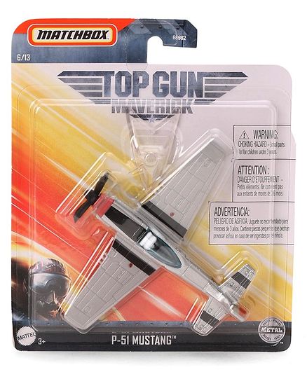 Matchbox Die Cast Free Wheel P 51 Mustang Plane Toy - Grey