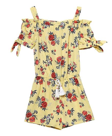 Budding Bees Sleeveless All Over Floral Printed Jumpsuit - Yellow