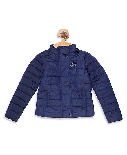 Elle Kids Full Sleeves Solid Front Open Jacket - Blue