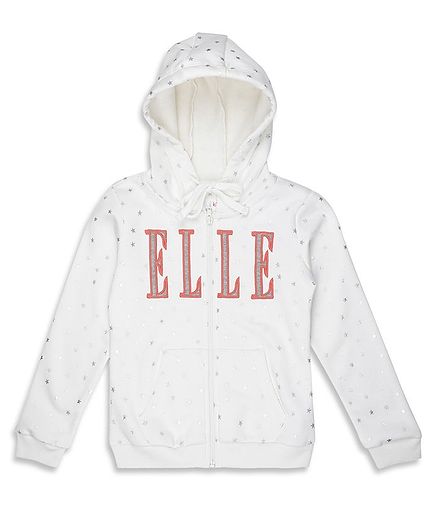 Elle Kids Full Sleeves Hooded Jacket - White
