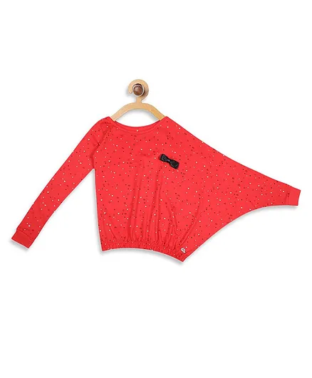 Elle Kids Full Sleeves Heart Print Top - Red