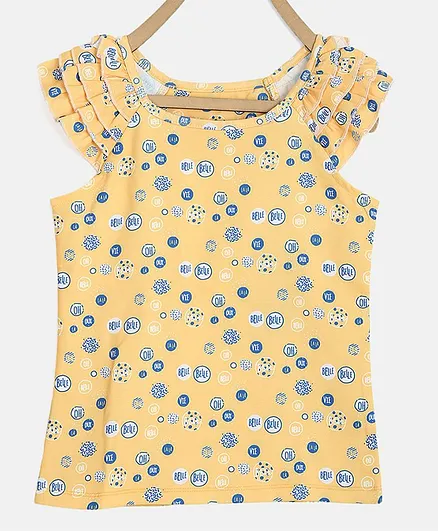 Elle Kids Sleeveless Flower Print Top - Yellow