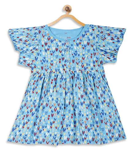 Elle Kids Short Sleeves Hearts Print Top - Blue