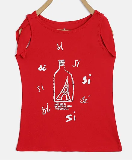 Elle Kids Sleeveless Printed Top - Red
