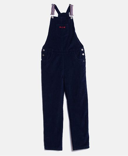 Blue Giraffe Sleeveless Front Pocket Dungaree - Navy