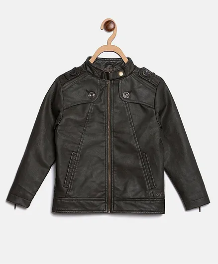 Blue Giraffe Full Sleeves Side Pocket Jacket - Olive