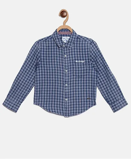 Blue Giraffe Full Sleeves Checkered Shirt - Blue