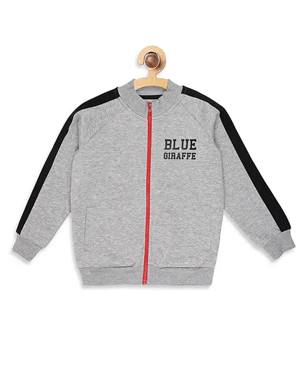 Blue Giraffe Full Sleeves Side Striped Jacket - Light Grey