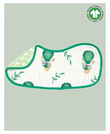 Theoni Organic Cotton Muslin 3 Layered Burp Cloth Bunny Print - Green