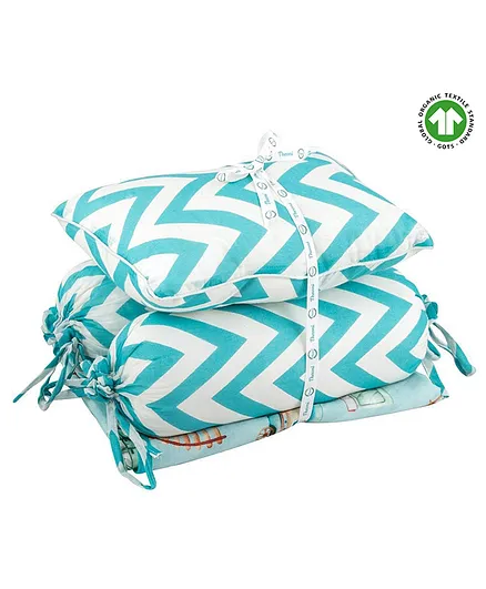 Theoni 100% Organic Cotton Cot Bedding Set - Blue