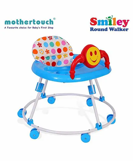 Mothertouch Smiely Round Walker With Toy Bar - White Blue