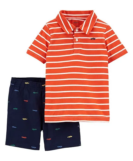 Carter's 2-Piece Jersey Polo & Short Set - Orange