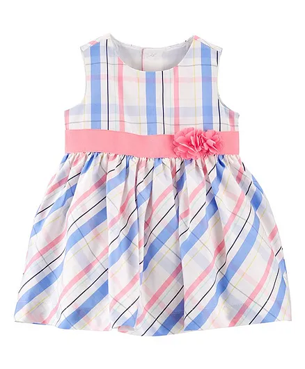 Carter's Plaid Plume Sateen Dress - White