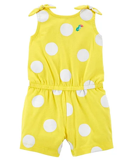 Carter's Polka Dot Cotton Romper - Yellow