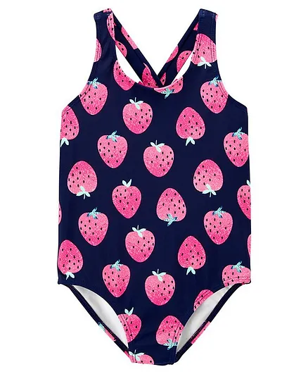 Carter's Strawberry 1-Piece Swimsuit - Navy Blue
