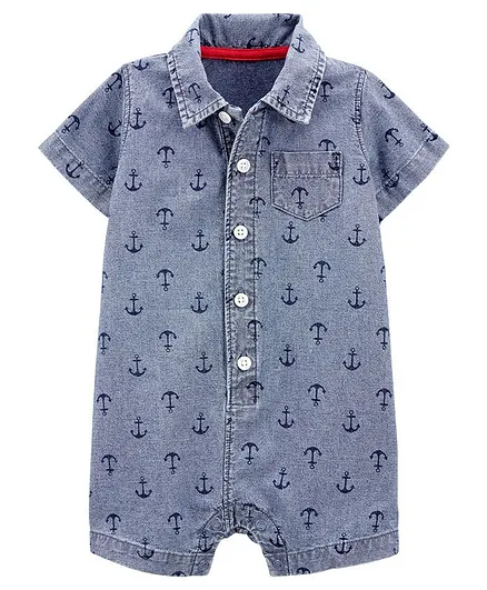 Carter's Anchor Cotton Romper - Blue