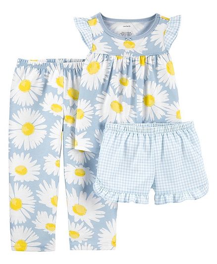 Carter's 3-Piece Daisy Loose Fit PJs - Blue