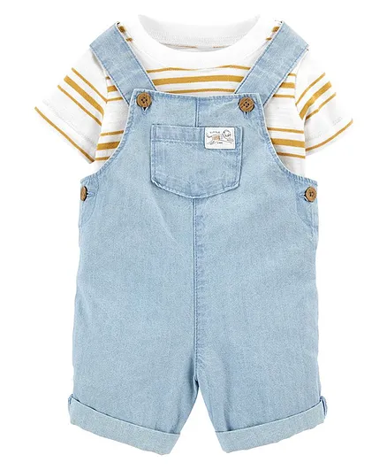 Carter's 2-Piece Slub Jersey Tee & Chambray Shortall Set - Blue