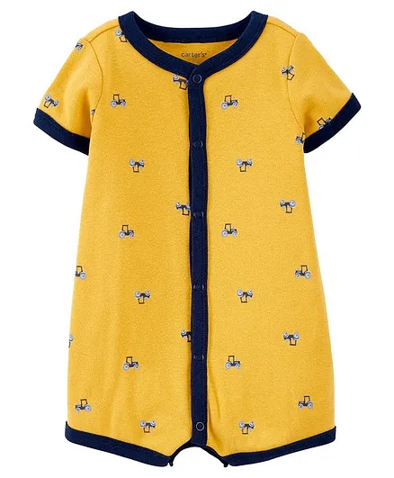 Carter's Tractor Snap-Front Romper - Yellow