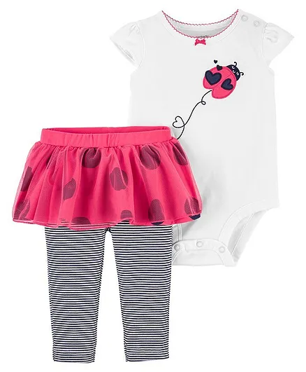 Carter's 2-Piece Ladybug Bodysuit & Tutu Pant Set - White Pink