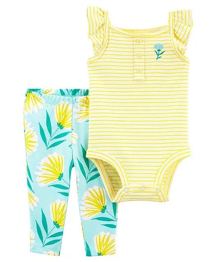 Carter's 2-Piece Floral Bodysuit Pant Set - Yellow