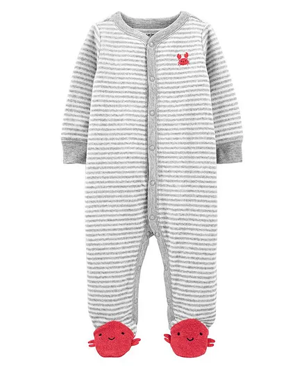 Carter's Crab Snap-Up Terry Sleep & Play - Grey