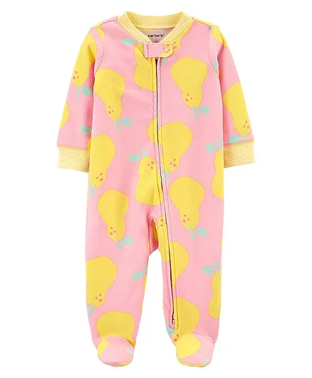 Carter's Pear 2-Way Zip Cotton Sleep & Play - Pink