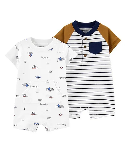 Carter's 2-Pack Cotton Rompers - White