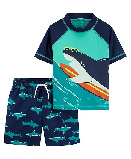 Carter's Shark Rashguard Set - Blue