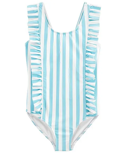 Carter's Striped 1-Piece Swimsuit - Aqua Blue White
