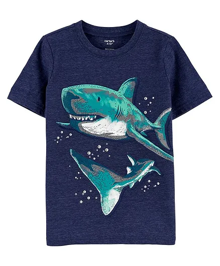 Carter's Shark Jersey Tee - Navy Blue