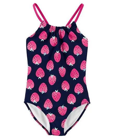 Carter's Strawberry 1-Piece Swimsuit - Navy Blue